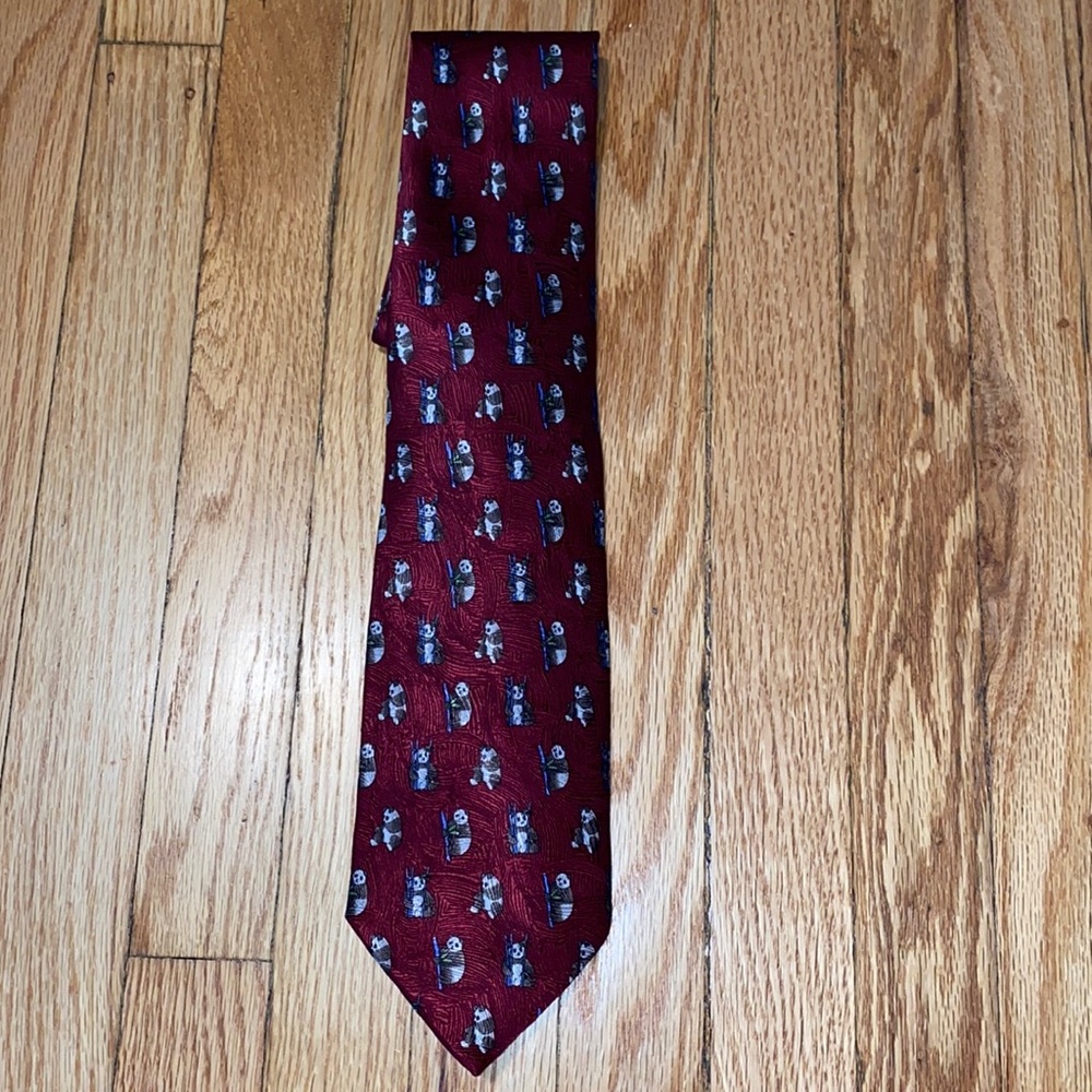 100% silk panda neck tie